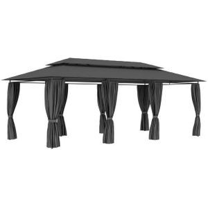 vidaXL Partyzelt Pavillon mit Vorhängen 600x298x270 cm Anthrazit
