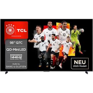 TCL 98Q7CX7 QLED Mini LED-Fernseher (248 cm/98 Zoll, 4K Ultra HD, Google TV, Smart-TV, Audio von Bang & Olufsen, Präzises Dimming, Smart TV, Apple TV, 4K HDR)