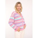 Zwillingsherz Strickjacke "Streifen Wellen" Mit unifarbenen Bündchen