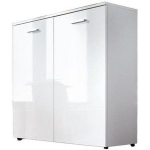 BMG Möbel Schuhschrank Monaco (Kommode, Schuhkommode, 88 cm breit mit Softclose Hochglanz Türen) Fronten und Oberboden in weiß Hochgalnz, 16 Paar Schuhe bis Gr. 46