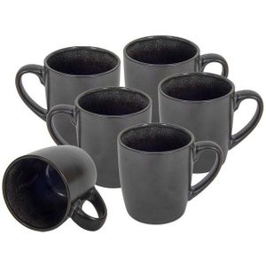 Spetebo Tasse Kaffeebecher schwarz metallic 350 ml, Porzellan, Kaffeetasse Teetasse mit Henkel spülmaschinenfest