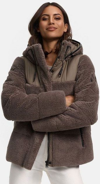 Marikoo Winterjacke Kaguraa warme Teddyfell Sherpa Jacke