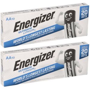 Energizer 20x Energizer Ultimate Batterie Lithium LR06 1.5V AA Mignon L91 Batterie