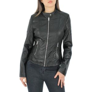 dy_mode Lederimitatjacke Stylische Damen Kunstlederjacke – Coole Kurzjacke in Schwarz in Unifarbe