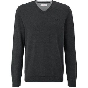 s.Oliver V-Ausschnitt-Pullover Casual (1-tlg) mit V-Ausschnitt und Logo-Stickerei, Feinstrick