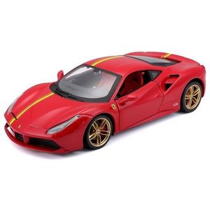 Bburago Modellauto Ferrari F488 GTB (rot), Maßstab 1:24, detailliertes Modell