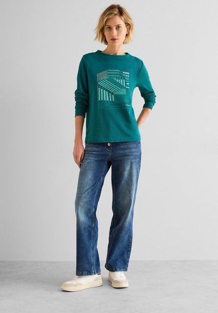 CECIL Langarmshirt aus Baumwolle mit Stretchante