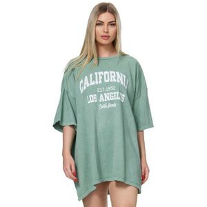 Worldclassca T-Shirt Worldclassca Oversized Print CALIFORNIA T-Shirt lang Sommer Oberteil Baumwolle