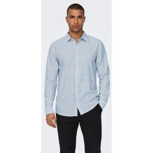 ONLY & SONS Kurzarmhemd ONSCAIDEN LS STRIPE LINEN SHIRT 660 NOOS