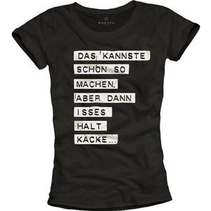 MAKAYA T-Shirt Damen Lustige Sprüche Shirts Frauen Sommer Top Schwarz Witzige Motive