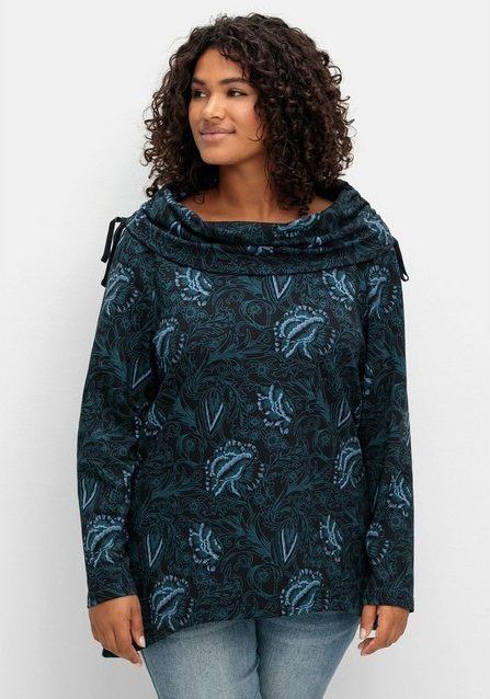 sheego by Joe Browns Sweatshirt Große Größen in Longform mit weitem Kragen