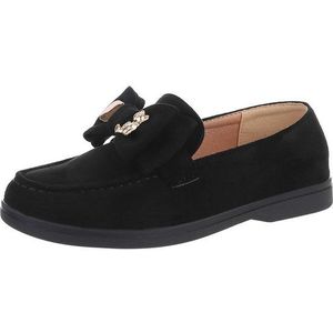 Ital-Design Damen Mokassins Freizeit Slipper (87118044) Blockabsatz Mokassins in Schwarz