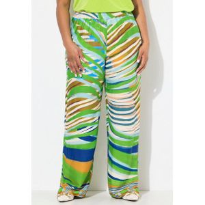 Ulla Popken Schlupfhose Satinhose grafischer Druck weites Bein Elastikbund