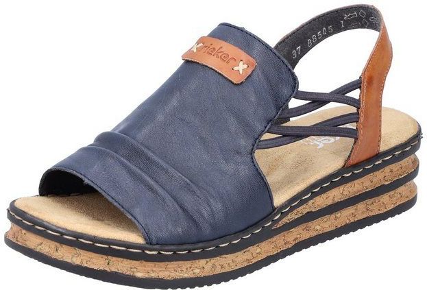Rieker Keilsandalette, Sommerschuh, Sandale, Keilabsatz, mit Stretchbänder
