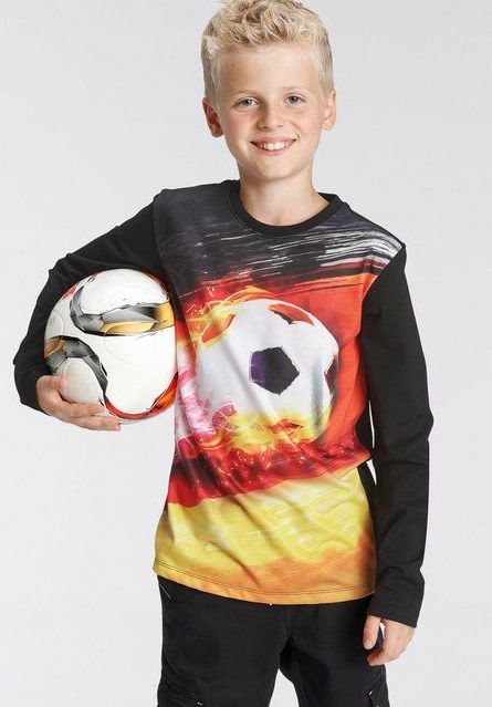KIDSWORLD Langarmshirt FUSSBALL Langarm, Basic-Passform, bedruckt, Rundhalsausschnitt
