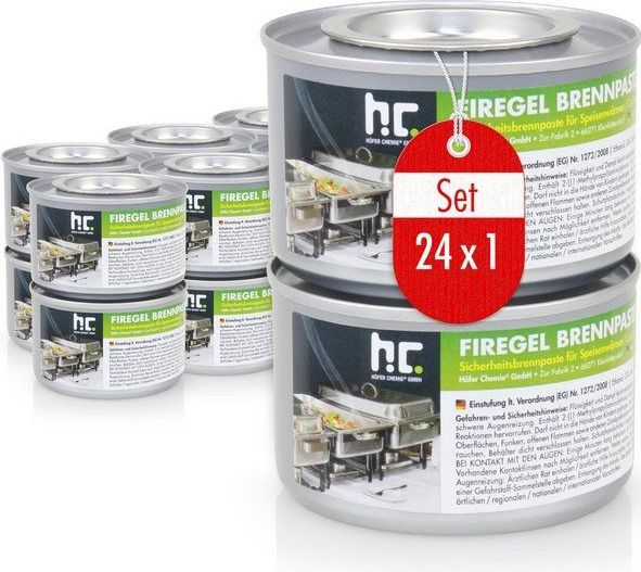 Höfer Chemie GmbH Brennpaste 24x 200g Firegel Brennpaste zum Warmhalten von Speisen, 200 l, (24-St)