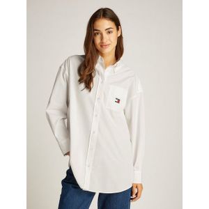 Tommy Jeans Curve Hemdbluse TJW OVS BADGE POPLIN SHIRT EXT in Großen Größen, Popeline, Langarm, Badge