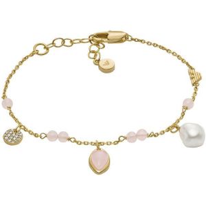 Emporio Armani Armband Schmuck Geschenk Metall Armkette Gliederarmband, EGS3118710, mit Rosenquarz, Zirkonia (synth) - mit Süßwasserzuchtperle