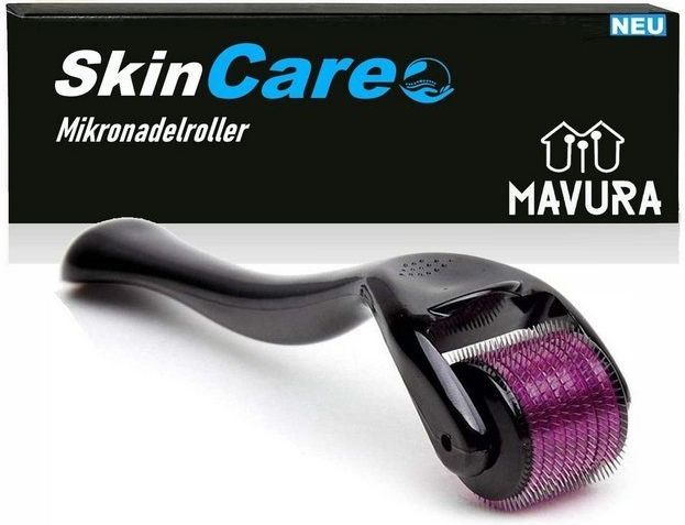 MAVURA Dermaroller SkinCare Mikronadelroller Haut Pflege Haar Bart Wachstum, Haarwuchs Hautpflege Regeneration Microneedling Haare Haarwachstum, Derma Roller Massageroller Cellulite Falten, Narben Pigment Anti Aging Nadelroller Micronadeln