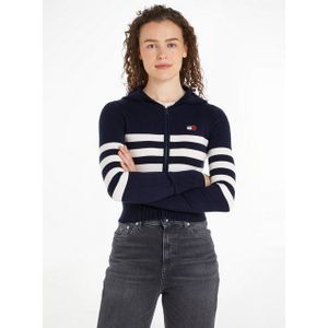 Tommy Jeans Sweatjacke TJW STRIPE ZIP THRU BADGE HOOD mit Tommy Jeans Flagge