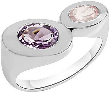 CELESTA Fingerring 925/- Sterling Silber rhodiniert Amethyst und Rosenquarz