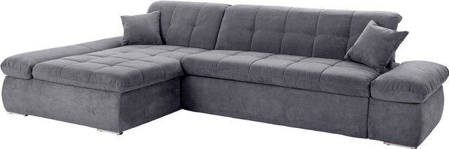 DOMO collection Ecksofa Moric Luxus - B/T/H 300/172/80 cm, XXL-Format, L-Form, 140kg Belastung/Sitz, in Cord, Chenille, Kunstleder