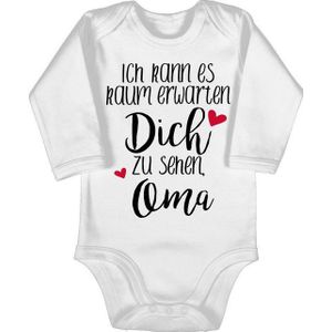 Shirtracer Shirtbody Ich kann es kaum erwarten dich zu sehen, Oma - schwarz Strampler Baby Mädchen & Junge