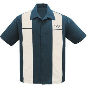 Steady Clothing Kurzarmhemd Classic Cruising Teal Cream Vintage Bowling Shirt Retro