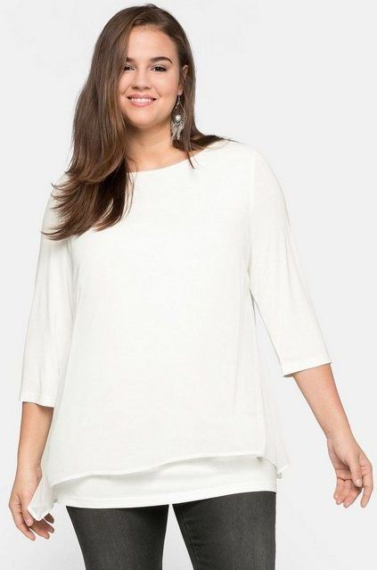 Sheego Blusenshirt Große Größen in leichter A-Linie mit Zipfelsaum