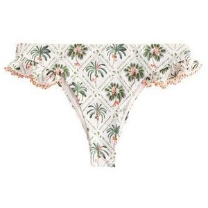 Next Bikini-Hose Bikinihose mit hohem Bein, Perlchen und Rüschen (1-St)