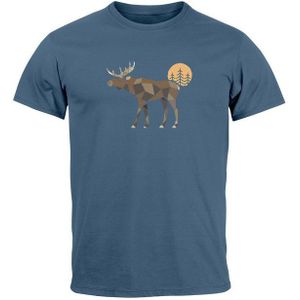 Neverless Print-Shirt Herren T-Shirt Shirt Printshirt mit Aufdruck Polygon Elch Outdoor mit Print