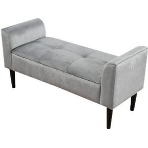 TavilaEcon Polsterbank Bettbänke Betthocker mit Armlehne für das Schlafzimmer, Samt, Grau, 116*44*56cm