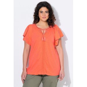 Ulla Popken T-Shirt T-Shirt Zierlitze Tunika-Ausschnitt Flügel-Halbarm