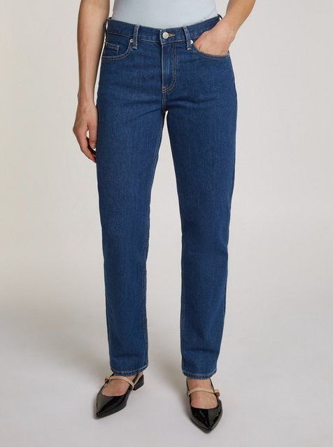 Tommy Hilfiger Straight-Jeans CLASSIC STRAIGHT RW ECRU mit Logo-Badge, in Knöchellänge