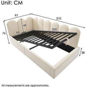 Flieks Polsterbett, Tagesbett Schlafsofa Daybett 90x200cm mit hydraulischem Stauraum