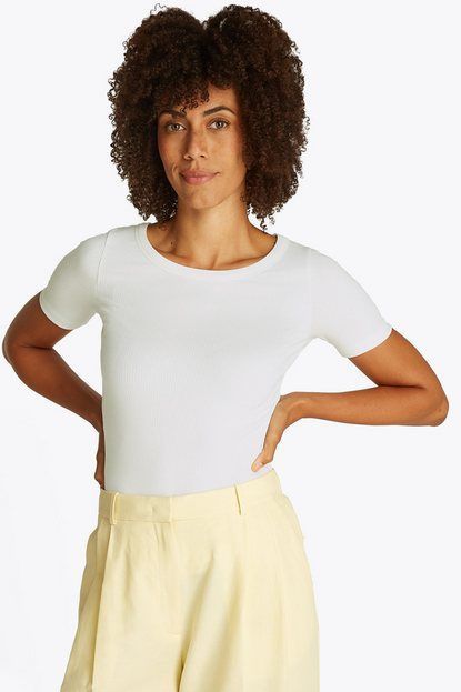 Tommy Hilfiger Rundhalsshirt SLIM 5X2 RIB O-NK SS mit dezenter Tommy Hilfiger Logostickerei