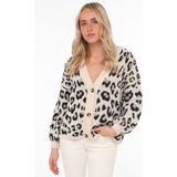 Zwillingsherz Strickjacke "Big Leo" mit Knöpfen und auffallendem Leo Muster, One Size