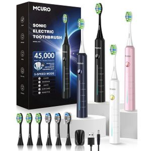 7MAGIC Schallzahnbürste Elektrische Zahnbürste 45.000 VPM für effektive Plaque-Entfernung, Aufsteckbürsten: 6 St., Reise Zahnbürsten mit starker Vibration und langer Akkulaufzeit, Electric toothbrush für Erwachsene 5 Putzmodi,Timer