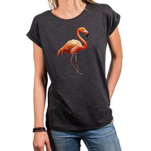 MAKAYA Print-Shirt Damen Flamingo Sommer Kurzarm Top Flamingomotiv Flamingoshirt (Schwarz, Blau, Grau, Grün, Rosa, Weiß, 34, 36, 38, 40, 42, 44, 46, 48, 50) aus Baumwolle
