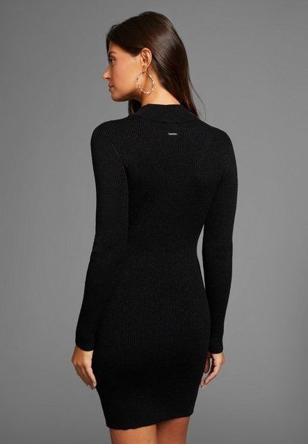 Laura Scott Strickkleid aus weichem Glitzergarn mit Spitze