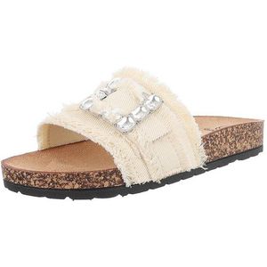Ital-Design Komfortable Slides für Freizeit & Strand - Hohe Bequemlichkeit Pantolette (89319147) Flach Pantoletten in Beige