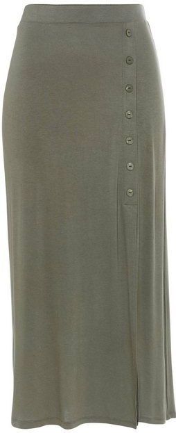 Buffalo Midirock mit Schlitz und Zierknopfleiste, elastischer Jerseyrock, Strandrock