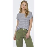 ONLY T-Shirt ONLMOSTER STRIPE S/S O-NECK TOP JRS NOOS mit Aufschlag am Arm