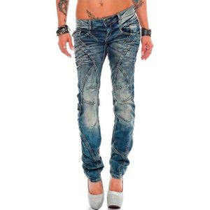 Cipo & Baxx 5-Pocket-Jeans Low Waist Hose BA-WD175 W27/L32 (1-tlg) Stonewashed mit Destroyed-Effekten