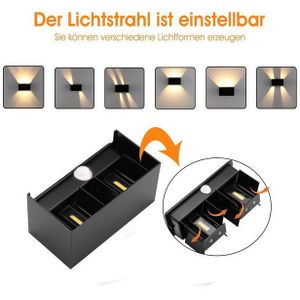 oyajia Wandleuchte Modern Quader LED Wandlampe 12W,Außen/Innen Aluminium-Wandleuchte 20cm, LED fest integriert, Warmweiß, Verstellbarer Strahl, IP65 Wasserdicht für Wohnzimmer, Hallen, Hotel