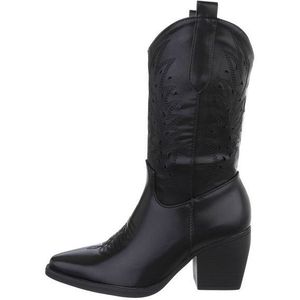 Ital-Design Damen Cowboyboots Western Westernstiefel (84160554) Blockabsatz Western- & Bikerstiefel in Schwarz