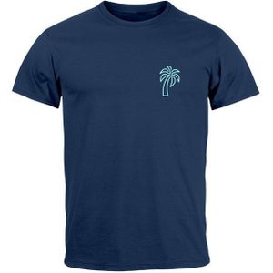 Neverless Print-Shirt Herren T-Shirt Palme Logo Print Sommer Badge Emblem Minimal Line Art mit Print