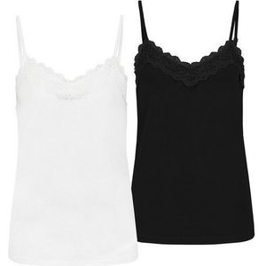 SUBLEVEL Shirttop Spaghettiträger- mit Spitzenbesatz, 2er-Pack (2-tlg) Lace Top 2er-Pack
