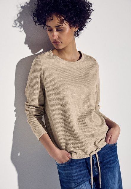 STREET ONE Sweatshirt Struktur-Optik, mit elastischem Saum mit Tunnelzug