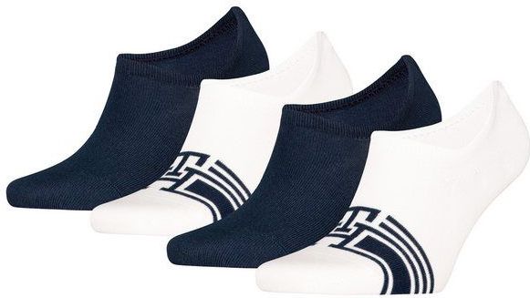 Tommy Hilfiger Socken TH MEN FOOTIE HC 4P MONOGRAM STRIPE ECOM (4-Paar) mit diskretem Logoakzent